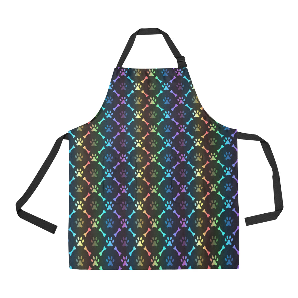 Paw Rainbow Pattern Print Design A01 Apron with Pocket