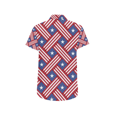 American flag Pattern Men's Short Sleeve Button Up Shirt
