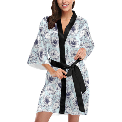 Anemone Pattern Print Design 02 Women's Short Kimono