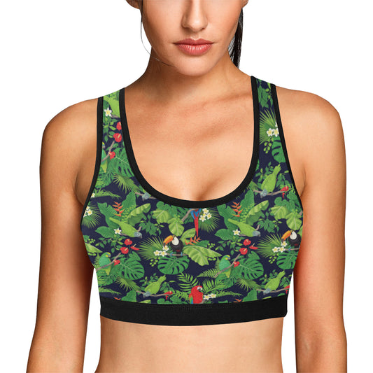 Rainforest Parrot Pattern Print Design A03 Sports Bra