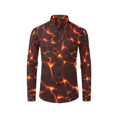 Lava Pattern Print Design 02 Men's Long Sleeve Shirt