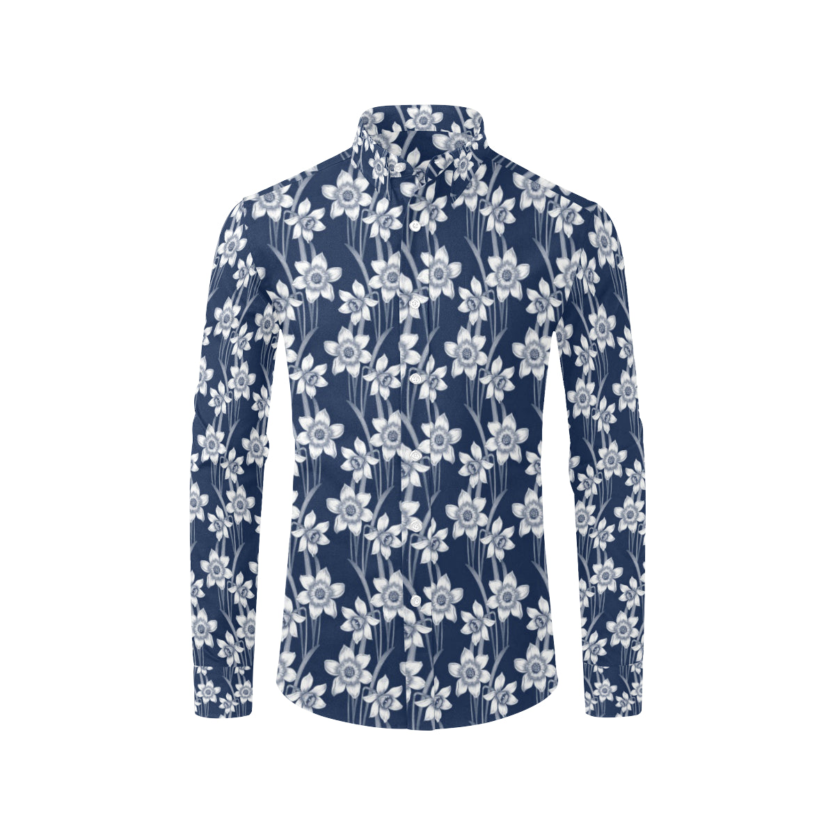 Daffodils Pattern Print Design DF09 Men's Long Sleeve Shirt