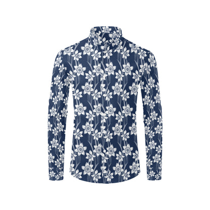 Daffodils Pattern Print Design DF09 Men's Long Sleeve Shirt