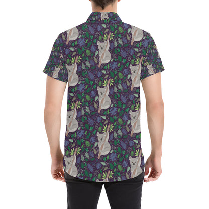 Koala Pattern Print Design 06 Men's Short Sleeve Button Up Shirt