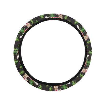 Alpaca Cactus Design Themed Print Steering Wheel Cover with Elastic Edge