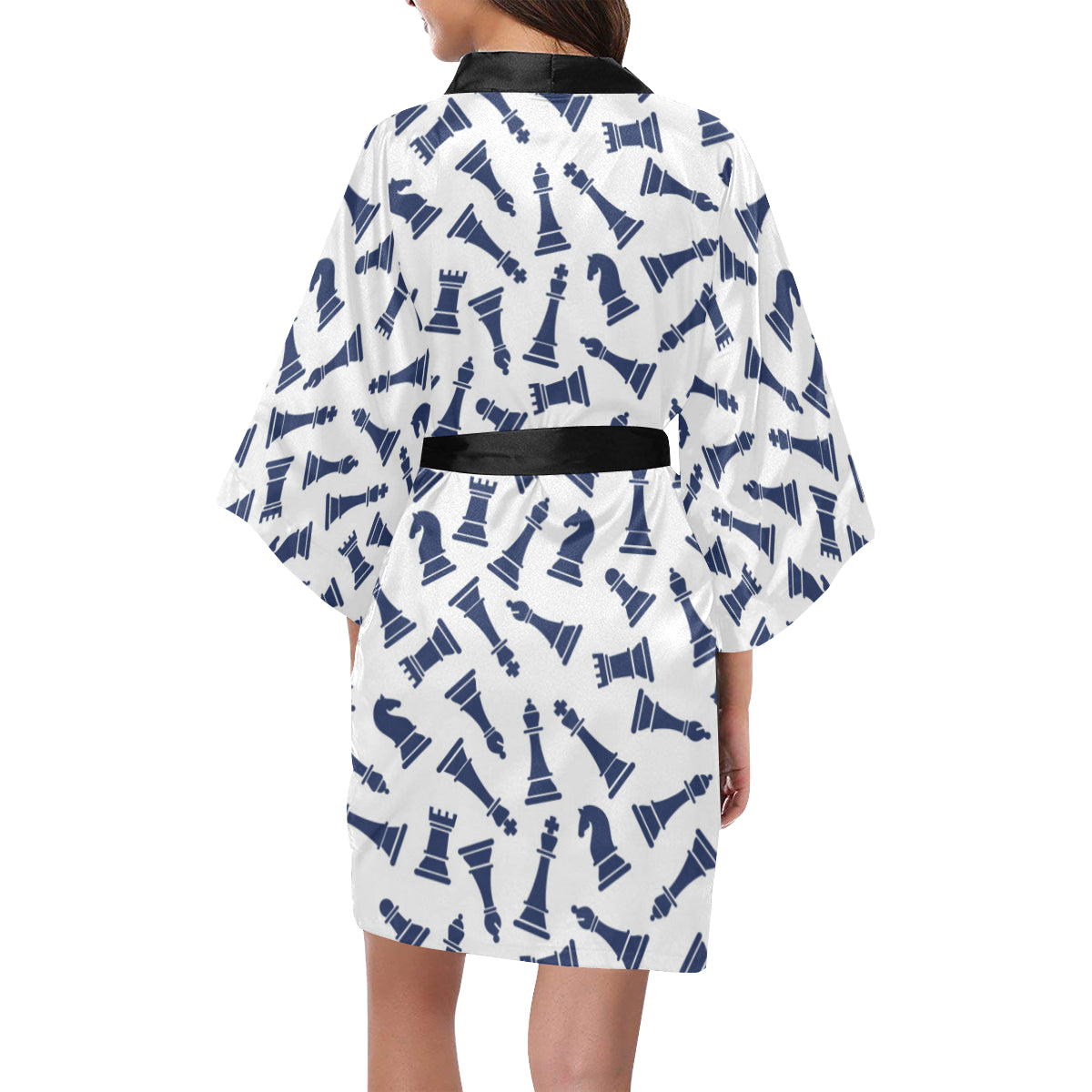Chess Pattern Print Design 03 Women's Short Kimono