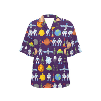 Alien Astronaut Planet Women's Hawaiian Shirt