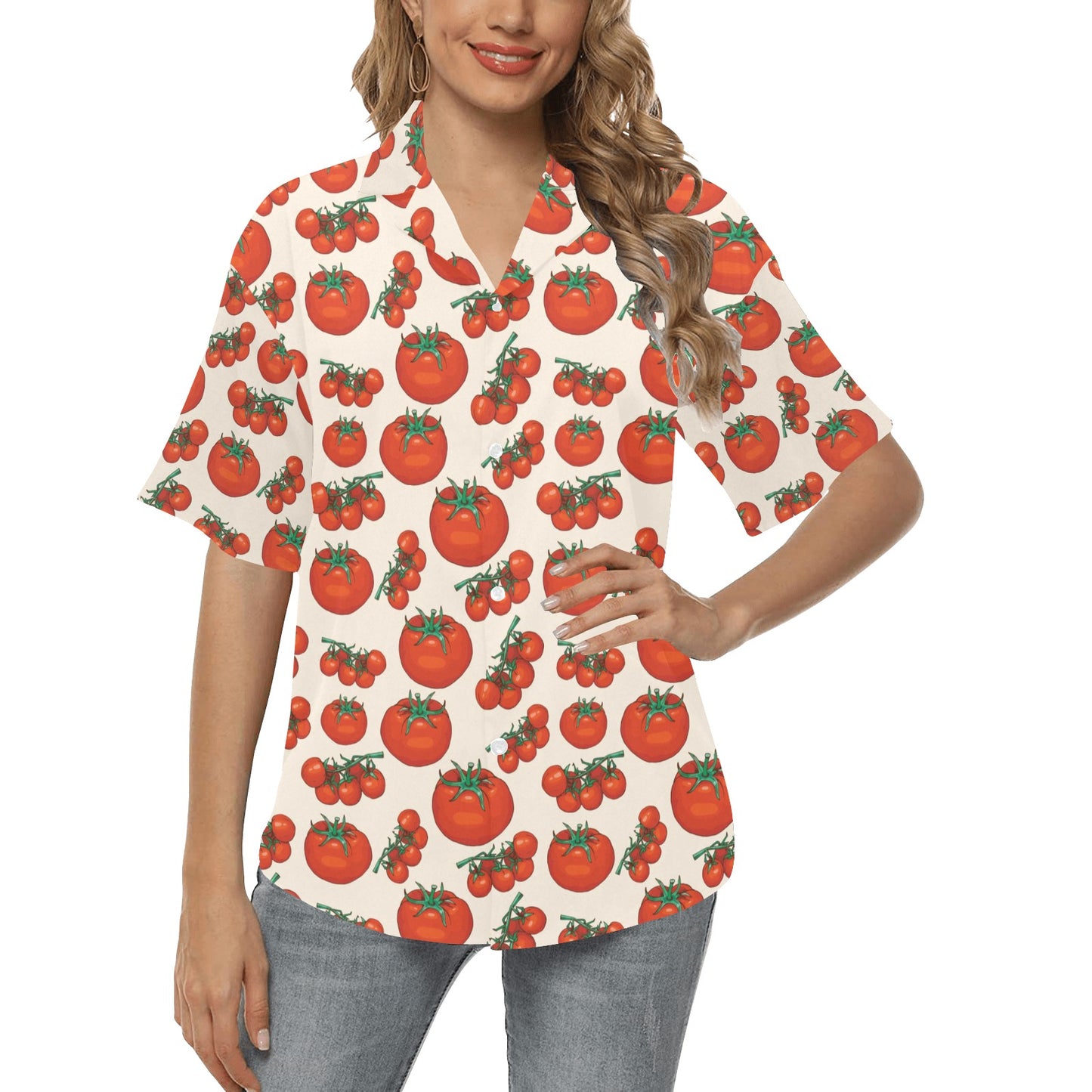 Tomato Print Design LKS302 Women's Hawaiian Shirt