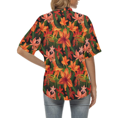 Amaryllis Pattern Print Design AL05 Women's Hawaiian Shirt
