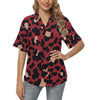 Cheetah Red Print Pattern Women's Hawaiian Shirt