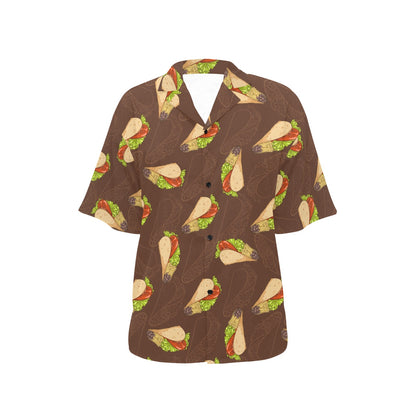 Taco Pattern Print Design TC08 Women's Hawaiian Shirt