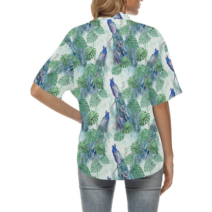 Peacock Pattern Print Design A02 Women's Hawaiian Shirt
