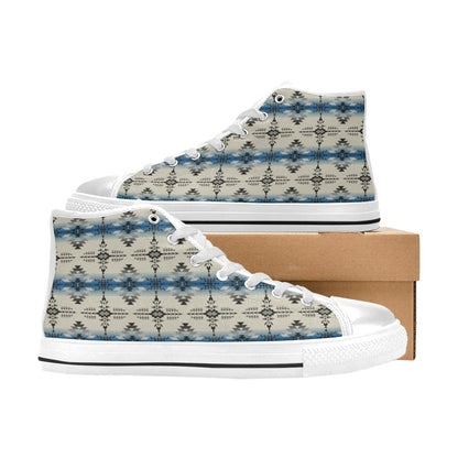 Southwest Pattern Print Design LKS304 High Top Women's White Shoes