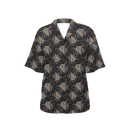 Buffalo Head Print Design LKS401 Women's Hawaiian Shirt