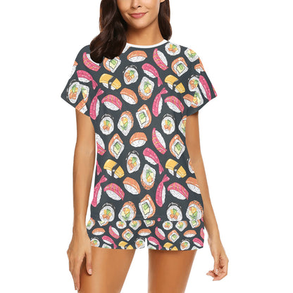 Sushi Print Design LKS306 Women's Short Pajama Set