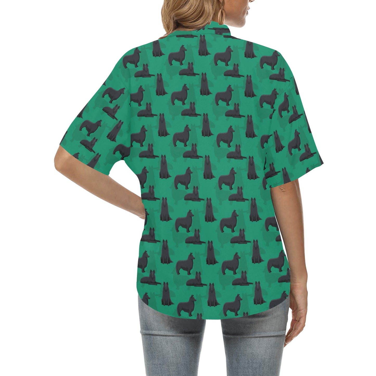 Belgian Sheepdog Pattern Print Design 01 Women's Hawaiian Shirt