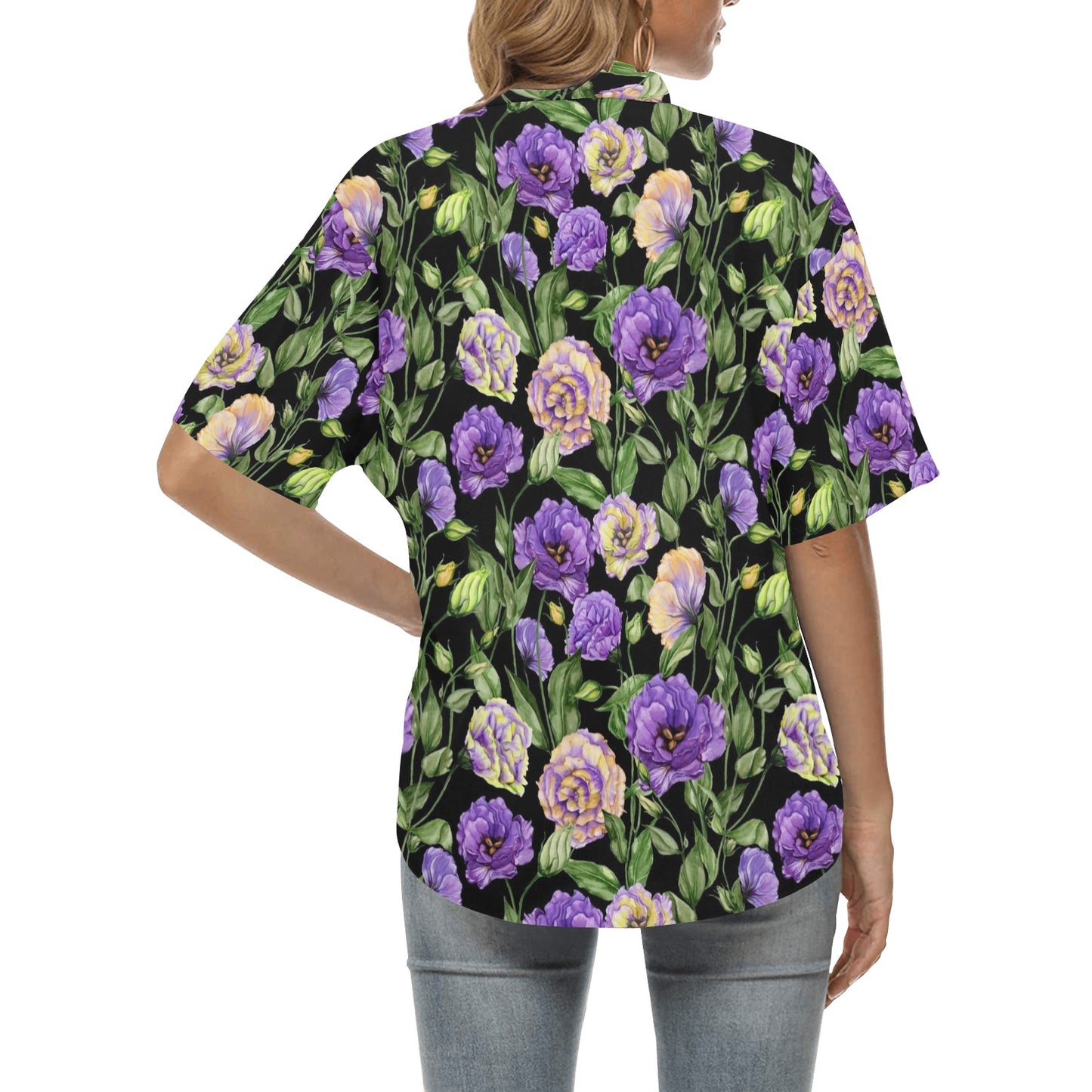 Lisianthus Pattern Print Design LT02 Women's Hawaiian Shirt