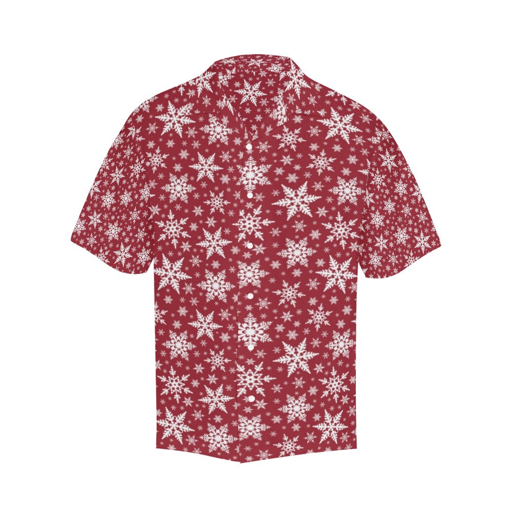 Snowflake Red Print Design LKS302 Men's Hawaiian Shirt