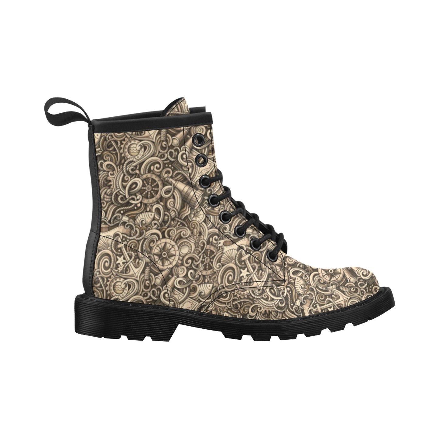 Nautical Tattoo Design Themed Print Women's Boots