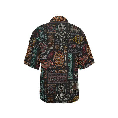 Polynesian Pattern Print Design A04 Women's Hawaiian Shirt