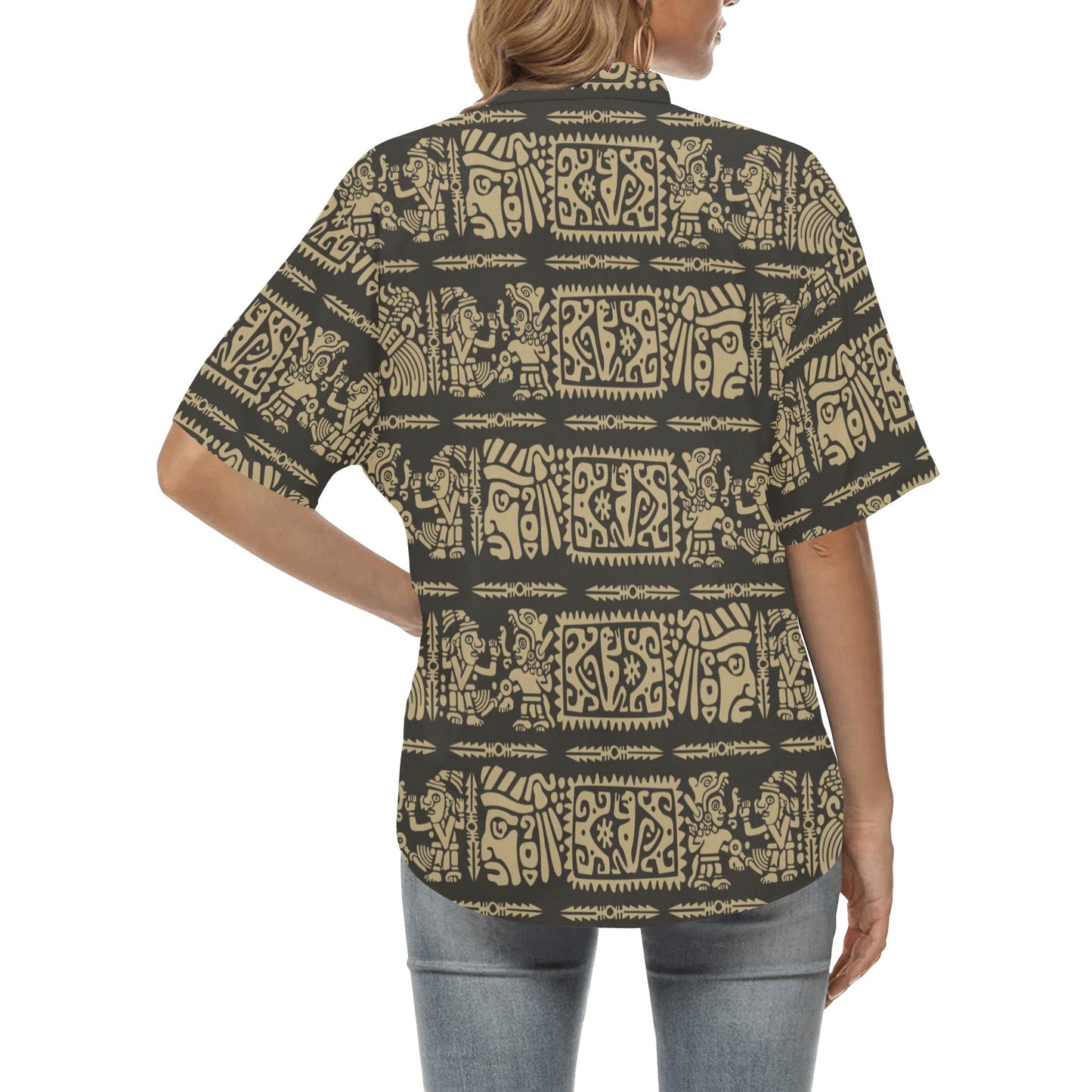 Mayan Pattern Print Design 02 Women's Hawaiian Shirt