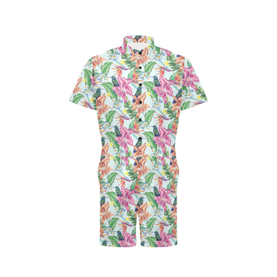 Hummingbird Tropical Pattern Print Design 05 Men's Romper