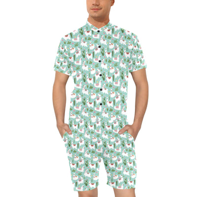 Llama with Cactus Themed Print Men's Romper