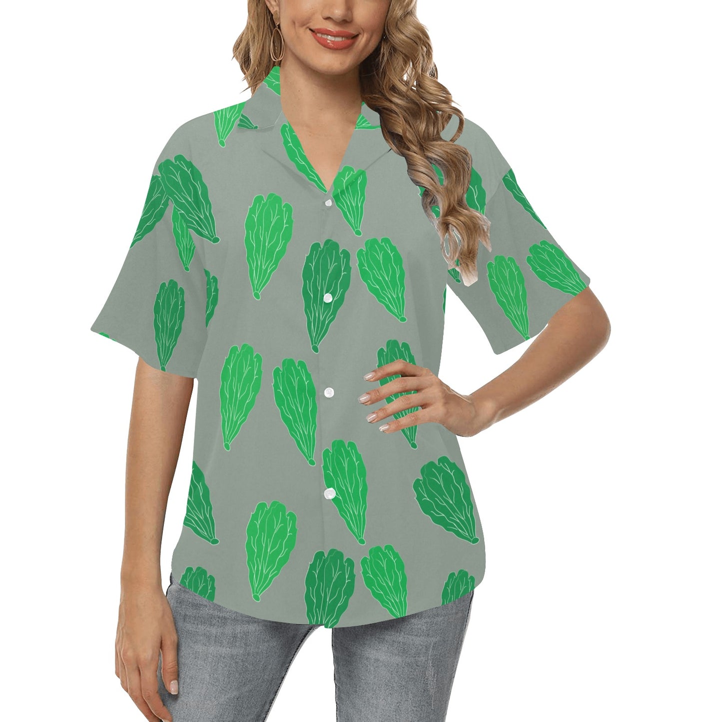 Lettuce Pattern Print Design 02 Women's Hawaiian Shirt