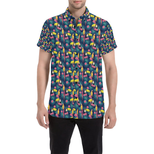 Toucan Parrot Design Men's Short Sleeve Button Up Shirt