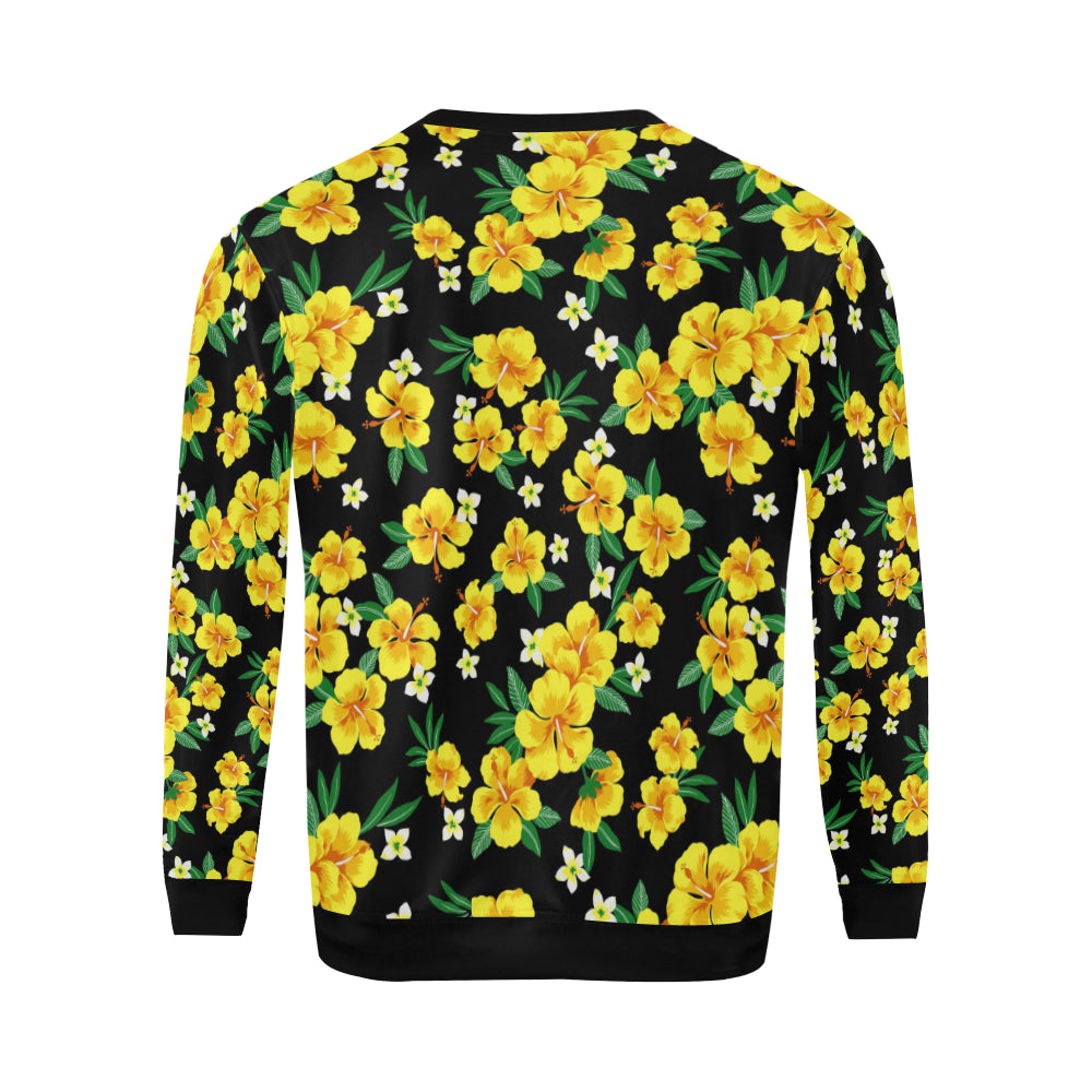 Yellow Hibiscus Pattern Print Design HB08 Men Long Sleeve Sweatshirt