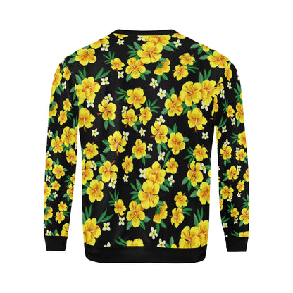 Yellow Hibiscus Pattern Print Design HB08 Men Long Sleeve Sweatshirt