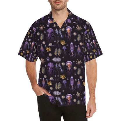 Seaweed With Jelly Fish Print Design LKS305 Men's Hawaiian Shirt