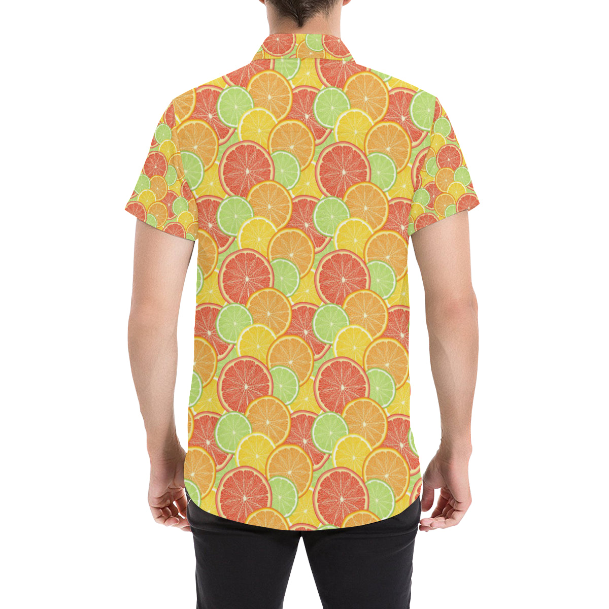 Grapefruit Pattern Print Design GF01 Men's Short Sleeve Button Up Shirt