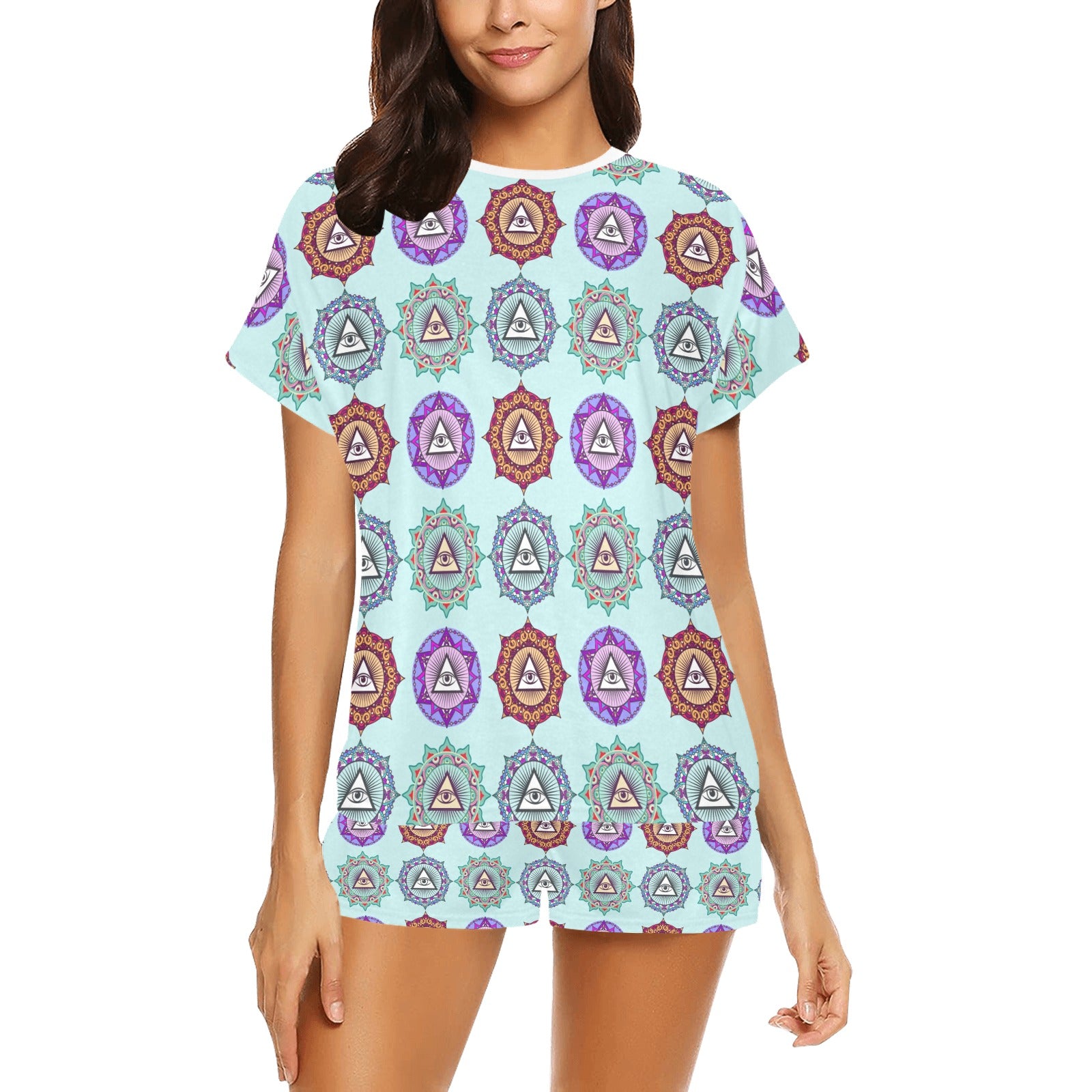 Third Eye Print Design LKS302 Women's Short Pajama Set