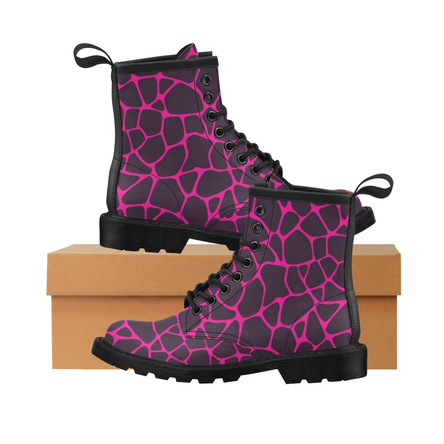 Giraffe Pink Background Texture Print Women's Boots