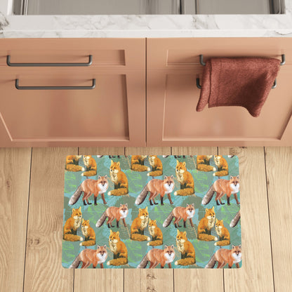 Fox Autumn leaves Themed Kitchen Mat