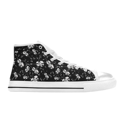 Violin Print Design LKS404 High Top Women's White Shoes