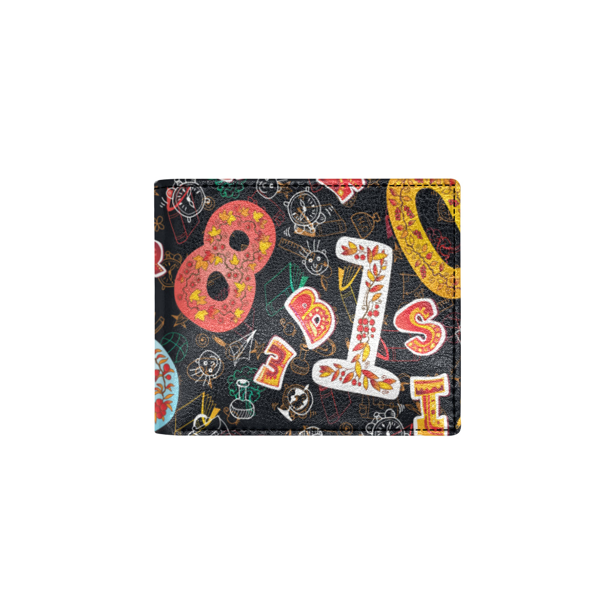 Number Pattern Print Design A03 Men's ID Card Wallet