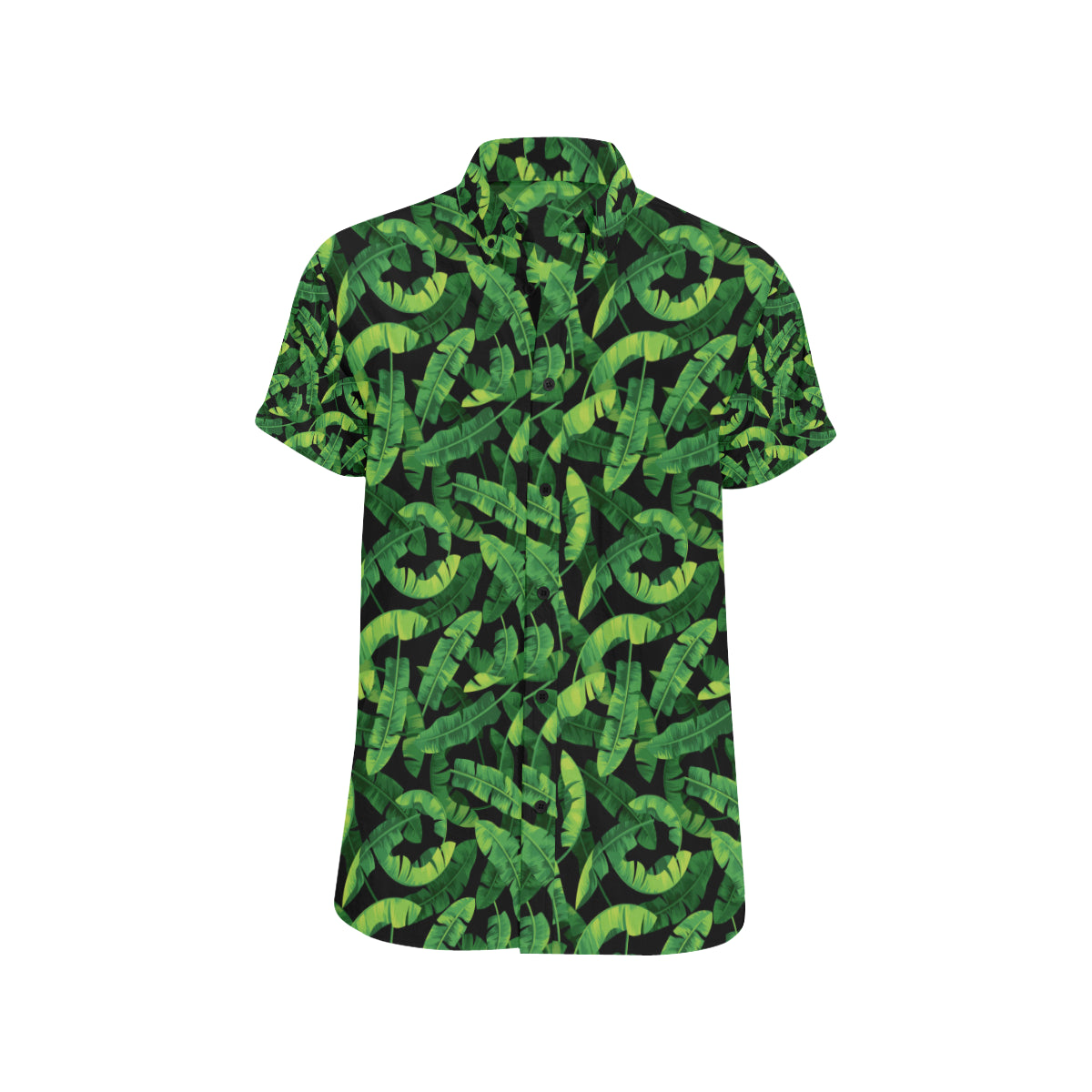 Banana Leaf Pattern Print Design 02 Men's Short Sleeve Button Up Shirt