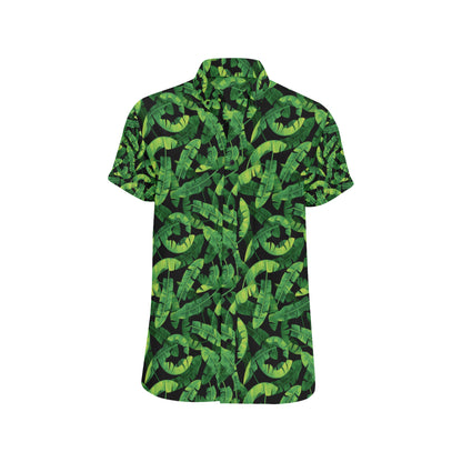 Banana Leaf Pattern Print Design 02 Men's Short Sleeve Button Up Shirt