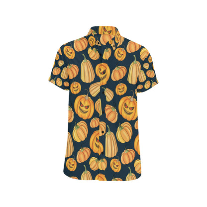 Pumpkin Halloween Pattern Print Design A04 Men's Short Sleeve Button Up Shirt