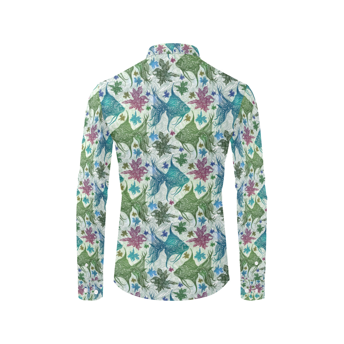 Angelfish Tribal Pattern Print Design 01 Men's Long Sleeve Shirt