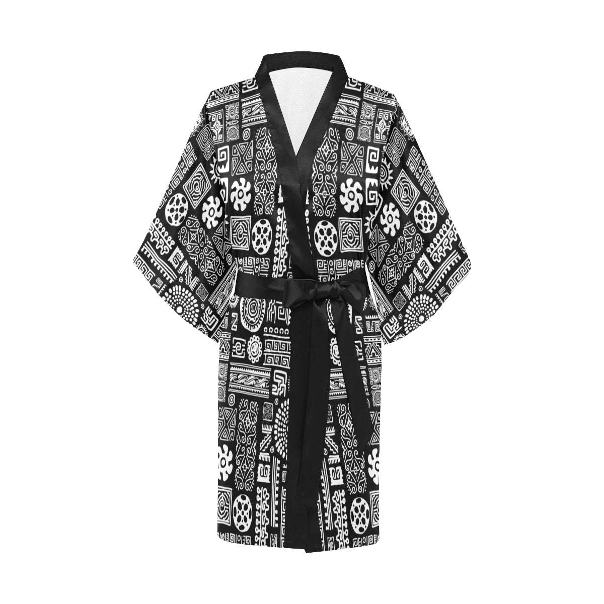 Polynesian Pattern Print Design A02 Women's Short Kimono