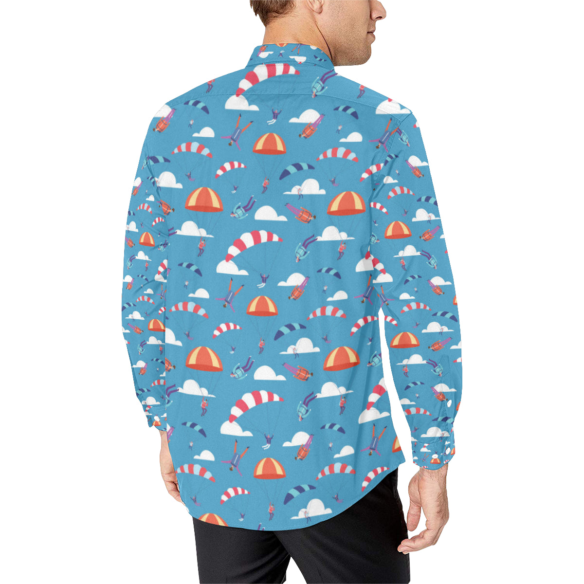 Skydiving Pattern Print Design 03 Men's Long Sleeve Shirt