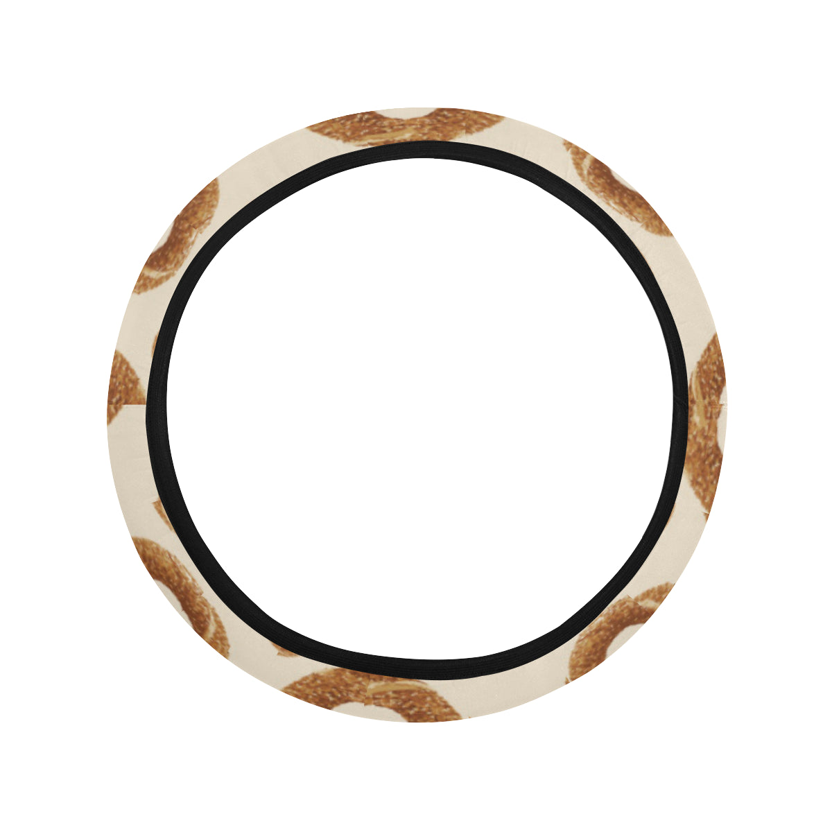 Bagel Pattern Print Design 01 Steering Wheel Cover with Elastic Edge