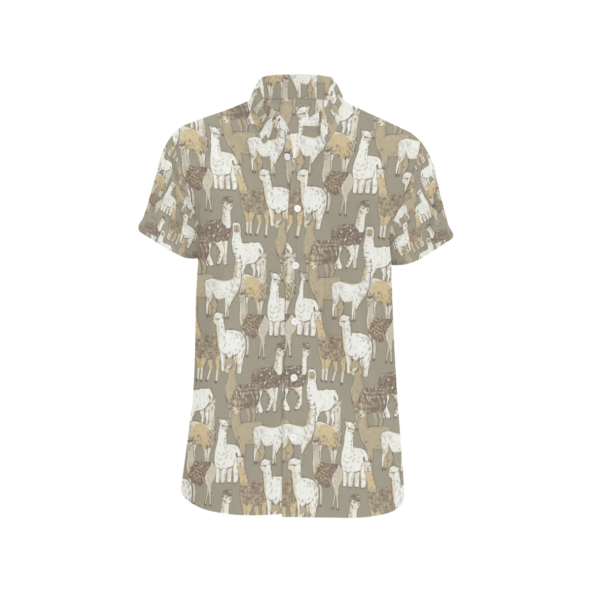 Alpaca Pattern Print Design 01 Men's Short Sleeve Button Up Shirt