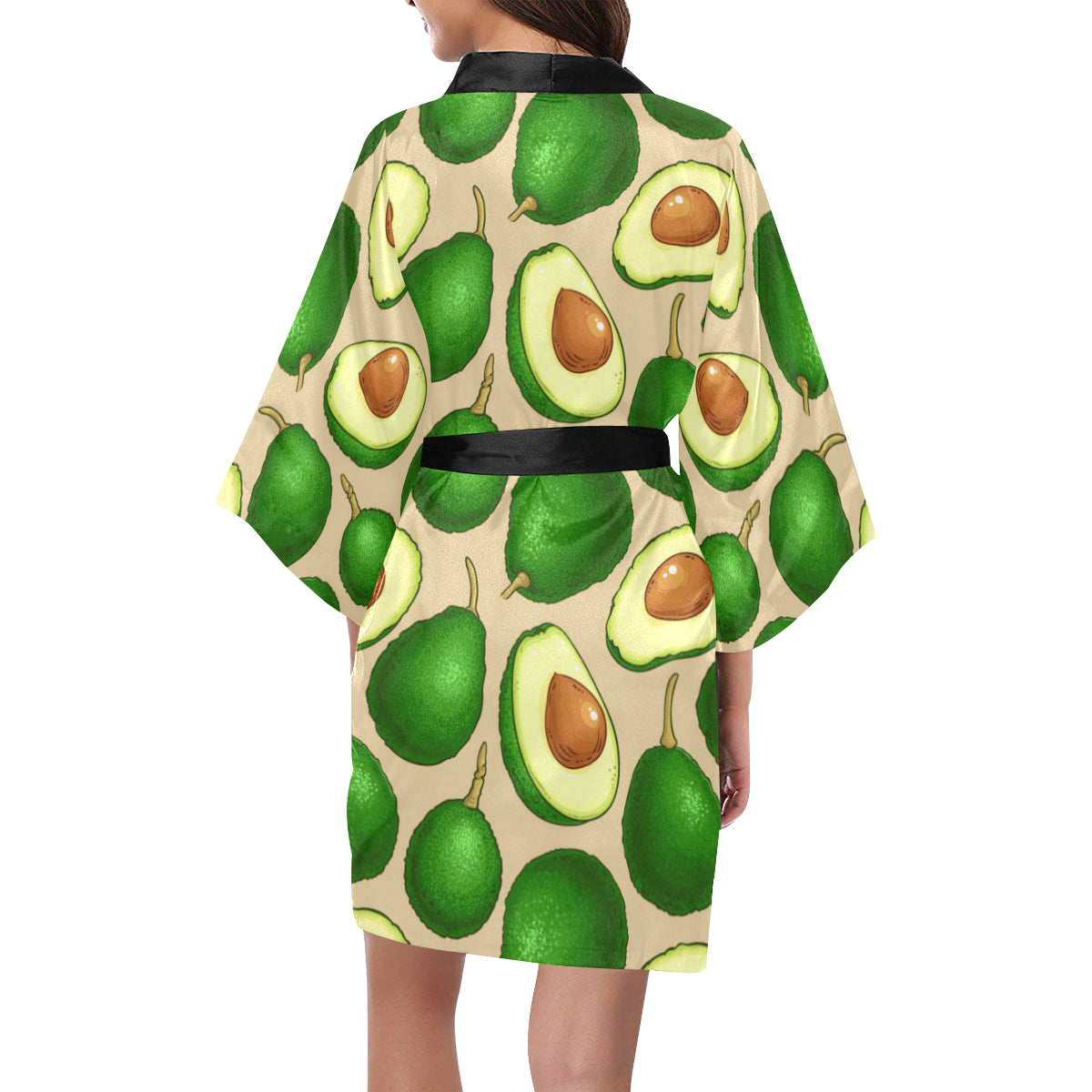Avocado Pattern Print Design AC010 Women's Short Kimono