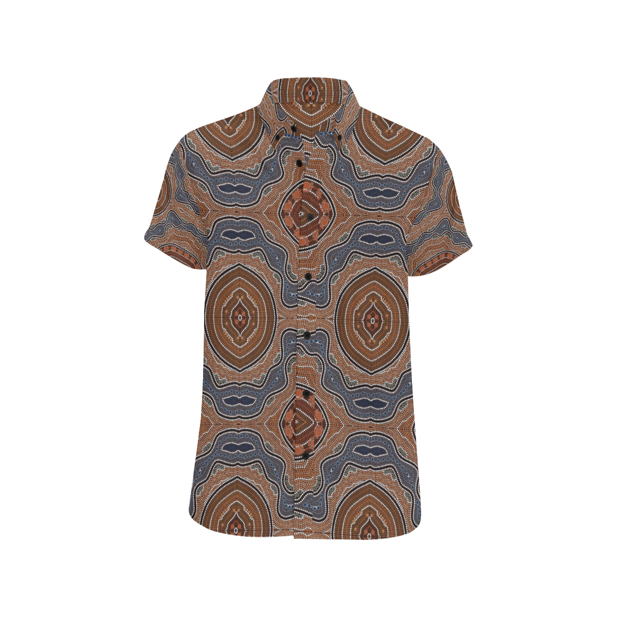 Aboriginal Pattern Print Design 01 Men's Short Sleeve Button Up Shirt