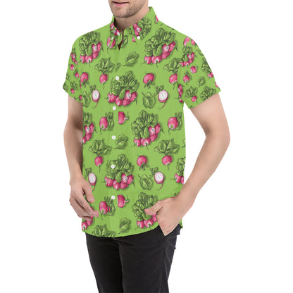 Radish Pattern Print Design A05 Men's Short Sleeve Button Up Shirt