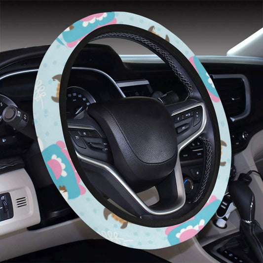 Cattle Happy Pattern Print Design 03 Steering Wheel Cover with Elastic Edge